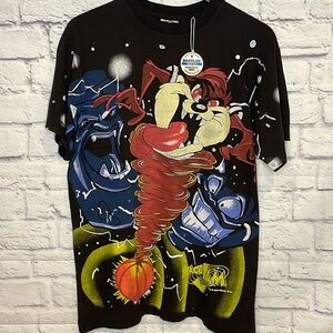 ‘96 Space Jam Tazmanian Devil AOP Black Tee modern Vintage